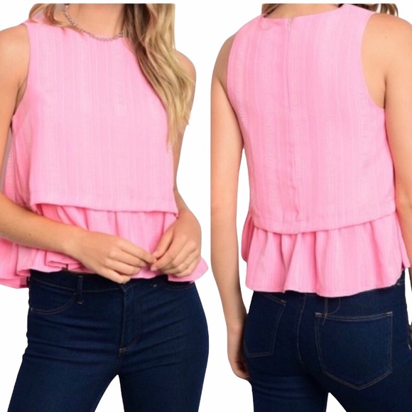 NWT Peplum Ruffle Darling PinkGreat Details - Picture 3 of 5